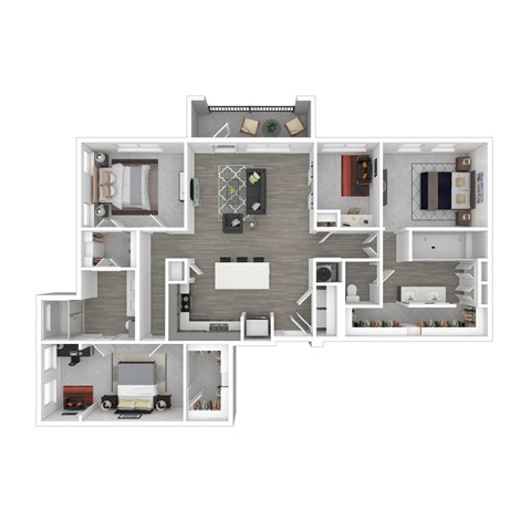Floor plan for 3 beds, 2 baths, 1691 sqft
